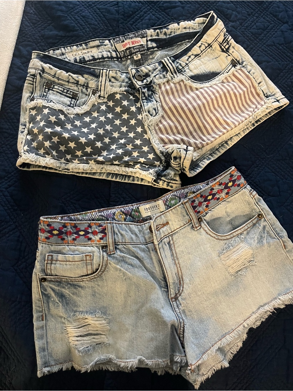Hot Kiss and Forever 21 Distressed Denim Shorts - Blue